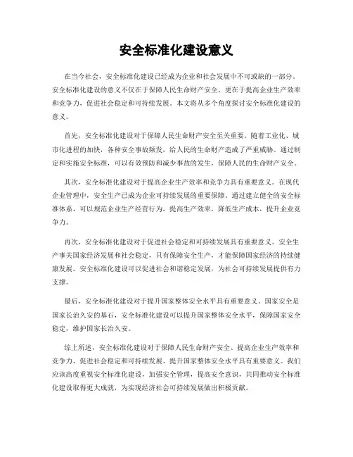 安全标准化建设意义