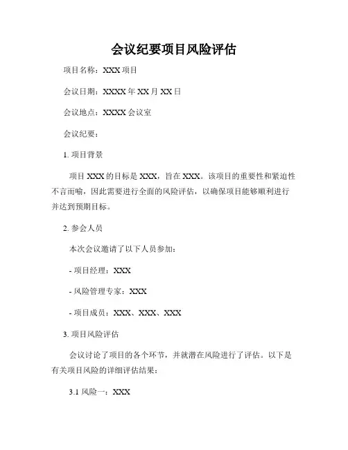 会议纪要项目风险评估