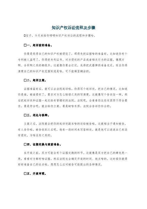 知识产权诉讼流程及步骤