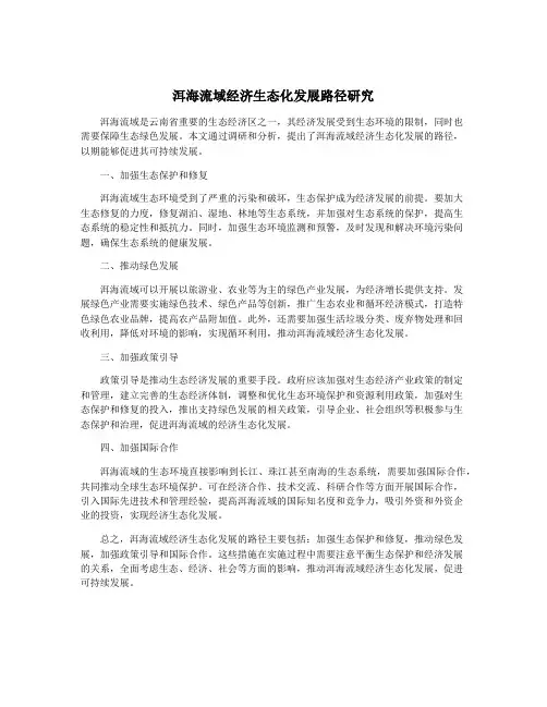洱海流域经济生态化发展路径研究