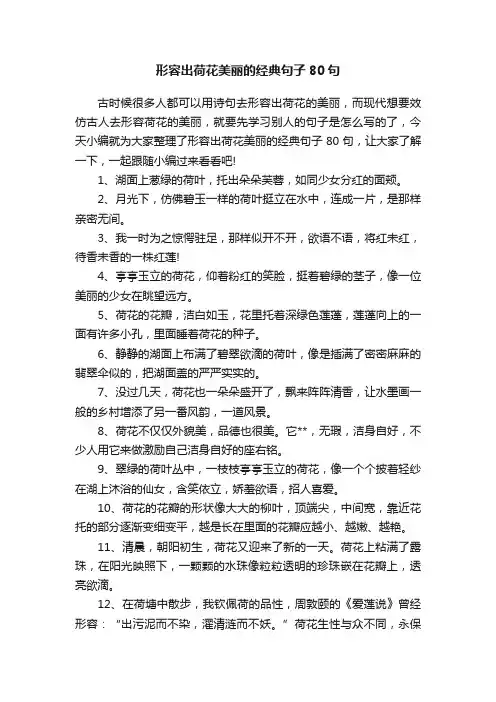 形容出荷花美丽的经典句子80句