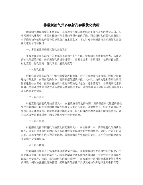 非常规油气井多级射孔参数优化浅析