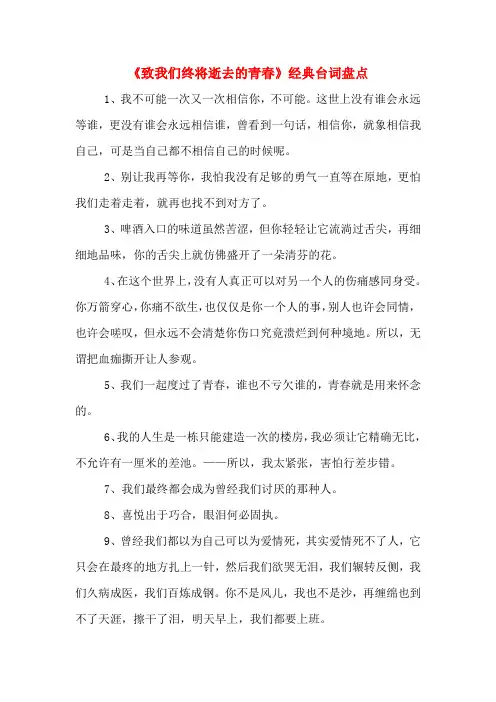 《致我们终将逝去的青春》经典台词盘点
