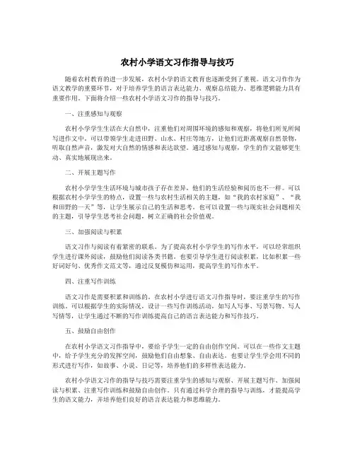 农村小学语文习作指导与技巧