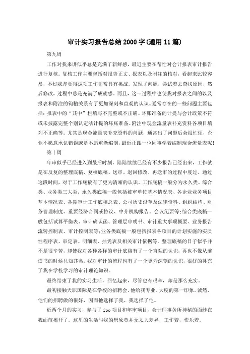 审计实习报告总结2000字(通用11篇)