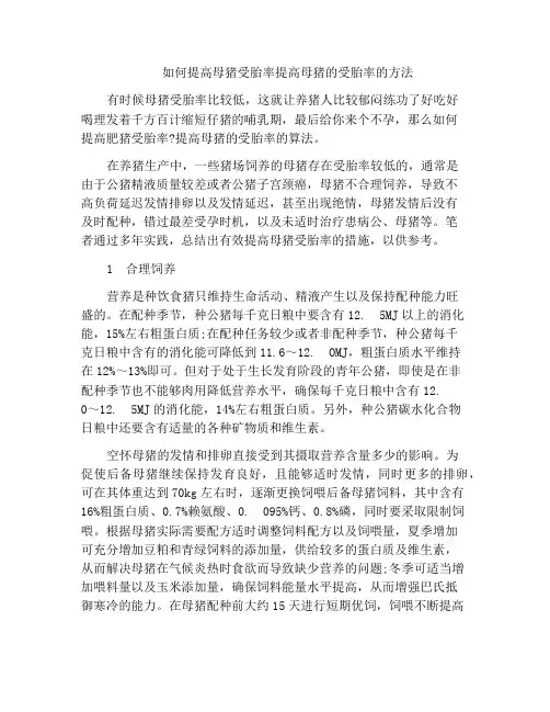 如何提高母猪受胎率提高母猪的受胎率的方法