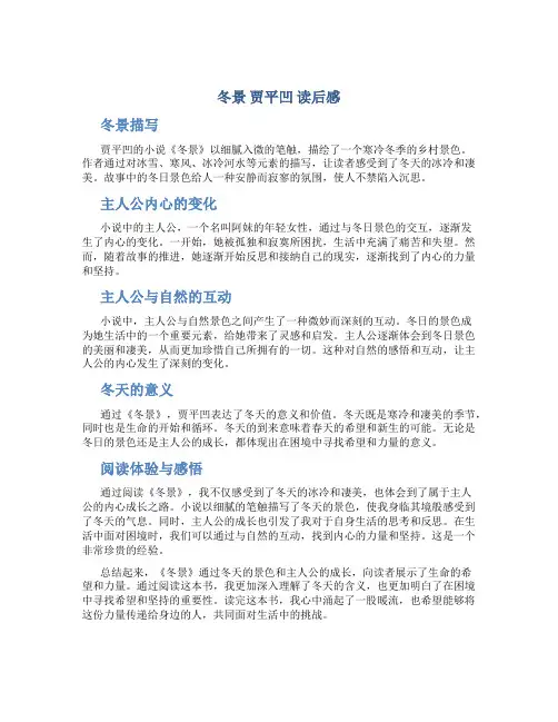 冬景 贾平凹 读后感