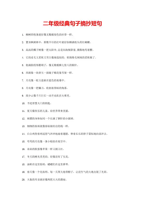 二年级经典句子摘抄短句