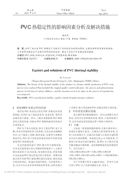 PVC热稳定性的影响因素分析及解决措施