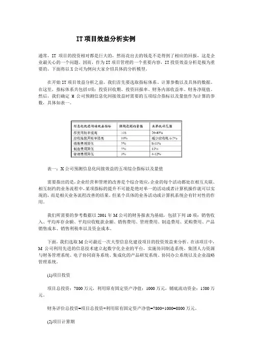 IT项目效益分析实例