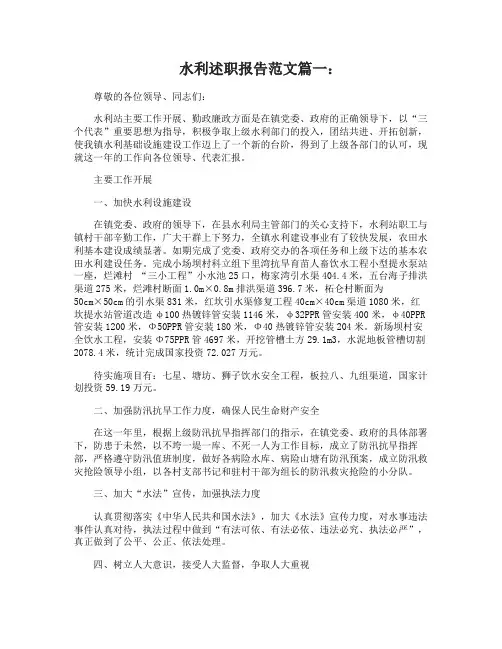 水利述职报告范文3篇