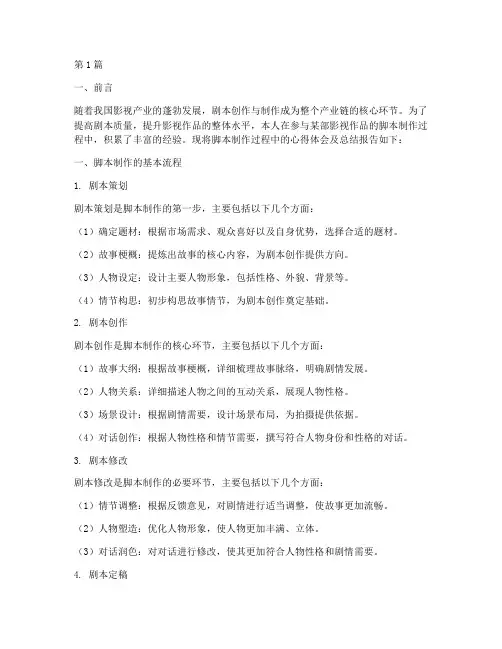 脚本制作总结报告范文(3篇)