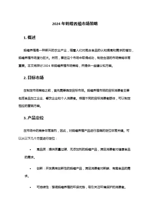 2024年蚂蝗养殖市场策略