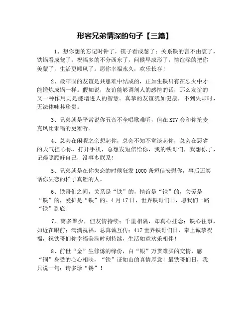 形容兄弟情深的句子【三篇】