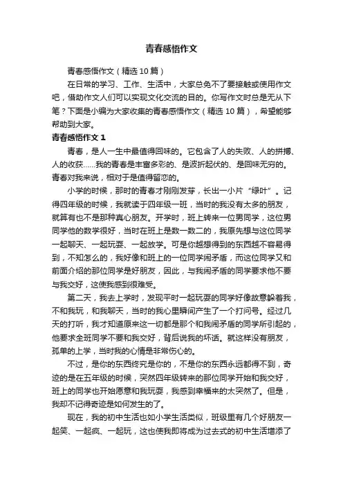 青春感悟作文