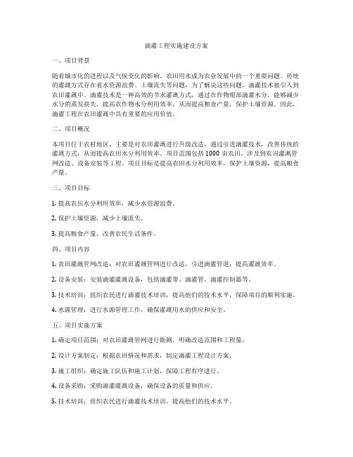 滴灌工程实施建设方案