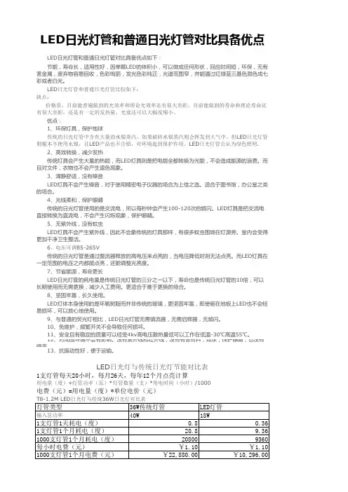 LED日光灯管与传统日光灯对比