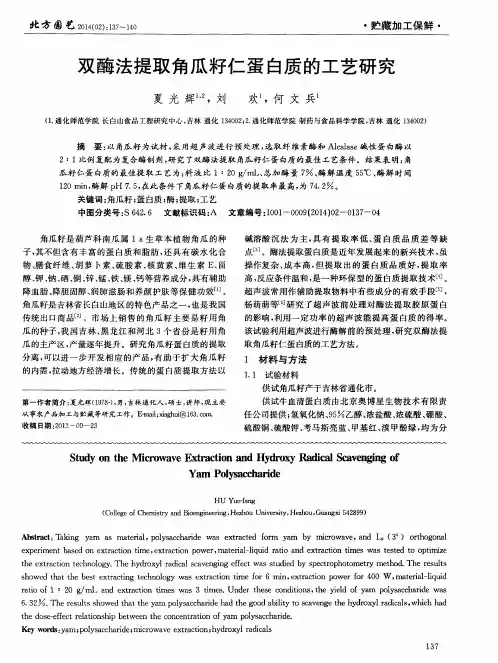 双酶法提取角瓜籽仁蛋白质的工艺研究