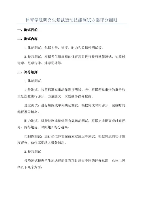 体育学院研究生复试运动技能测试方案评分细则