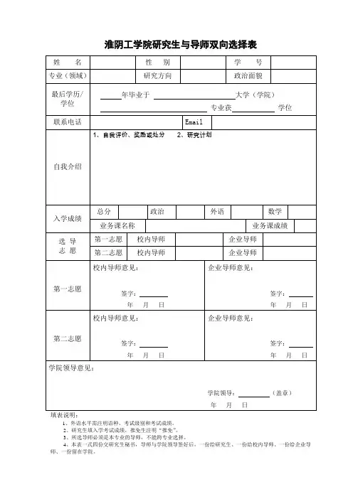 淮阴工学院研究生与导师双向选择表