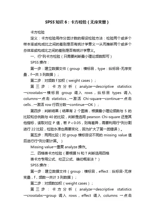SPSS知识6：卡方检验（无序变量）