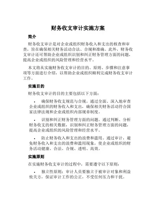 财务收支审计实施方案范文