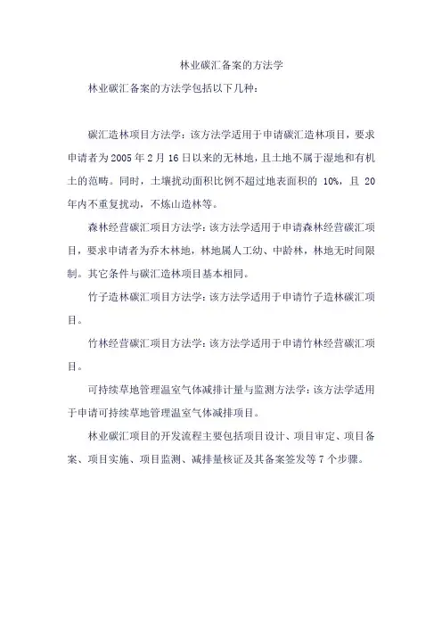 林业碳汇备案的方法学