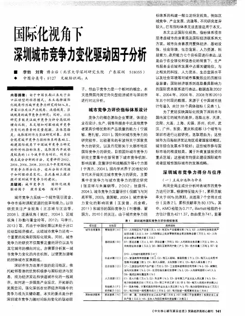 国际化视角下深圳城市竞争力变化驱动因子分析