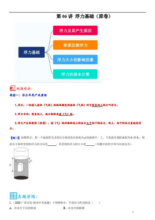 第06讲 浮力基础-2023年中考物理重点核心知识点专题讲练(全国通用)(原卷版)