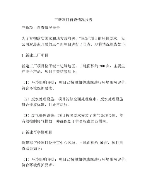 三新项目自查情况报告