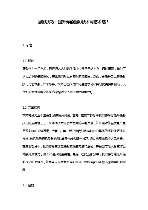 摄影技巧：提升你的摄影技术与艺术感!