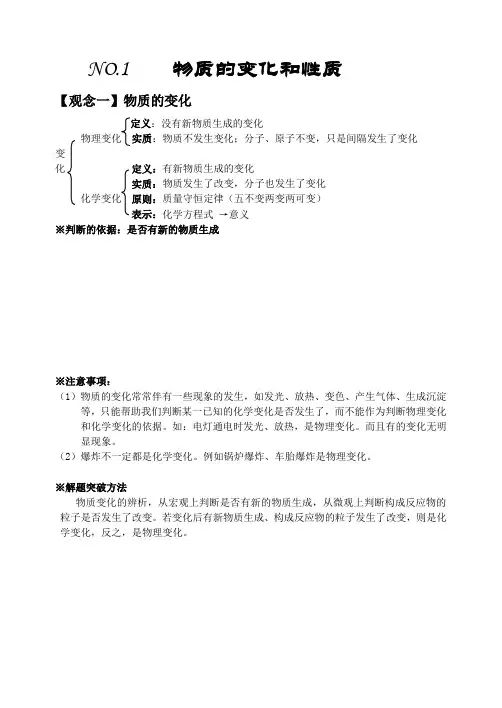 物质的变化和性质