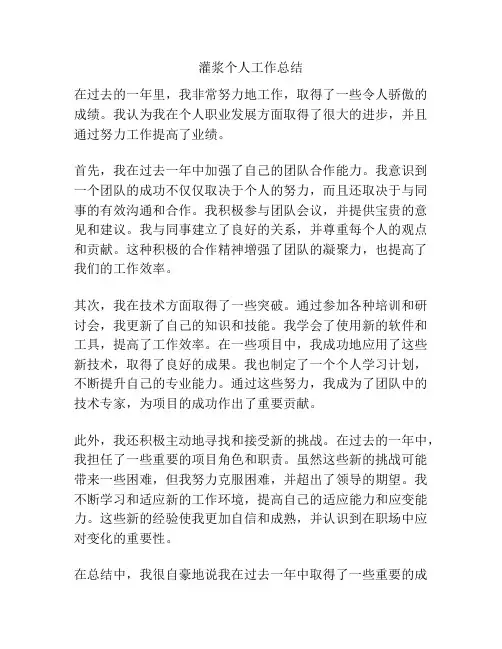 灌浆个人工作总结