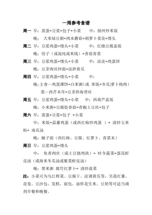 一周营养食谱