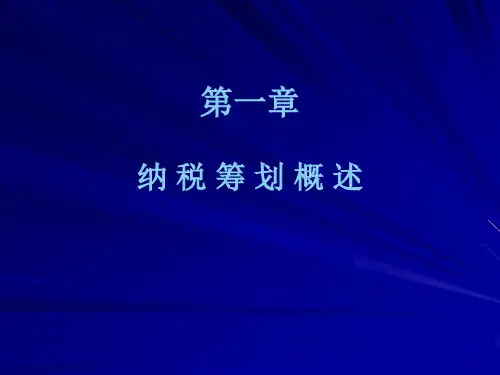 纳税筹划原理与基本方法培训课件