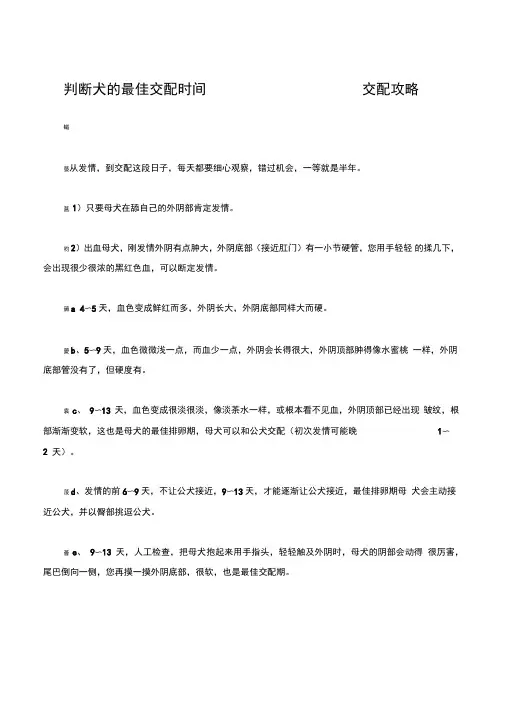 判断犬的最佳交配时间交配攻略