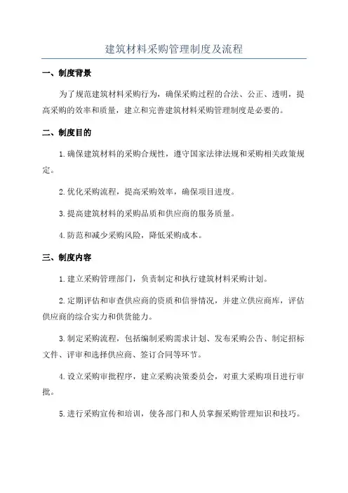 建筑材料采购管理制度及流程