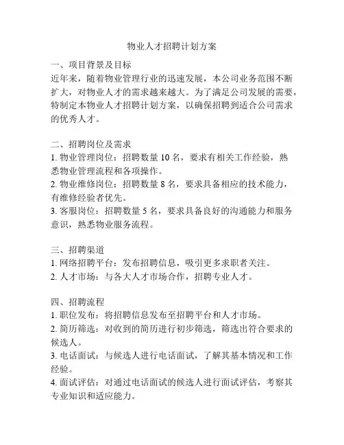 物业人才招聘计划方案