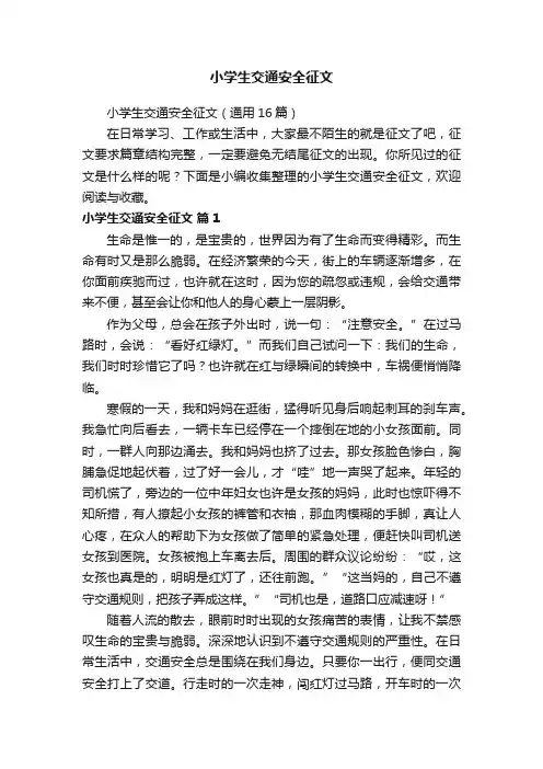 小学生交通安全征文