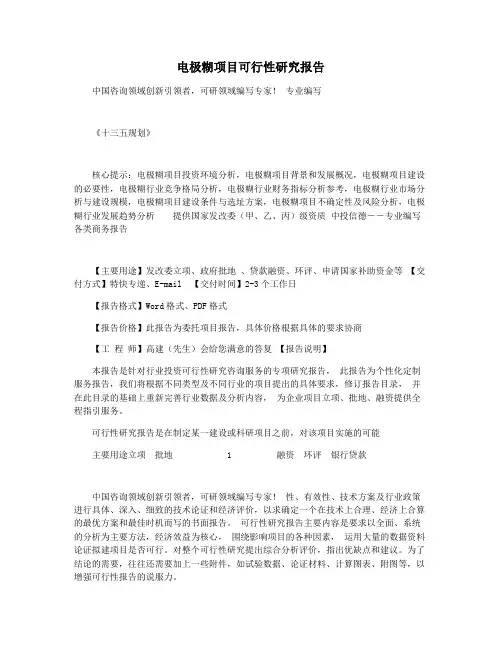 电极糊项目可行性研究报告
