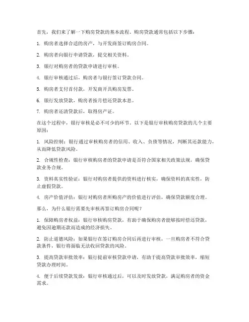 银行先审核再签购房合同