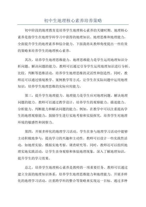 初中生地理核心素养培养策略