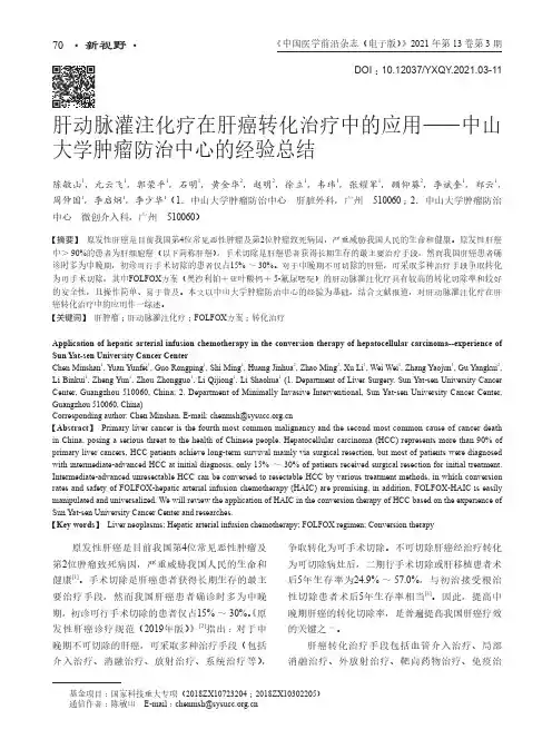 肝动脉灌注化疗在肝癌转化治疗中的应用——中山大学肿瘤防治中心的经验总结
