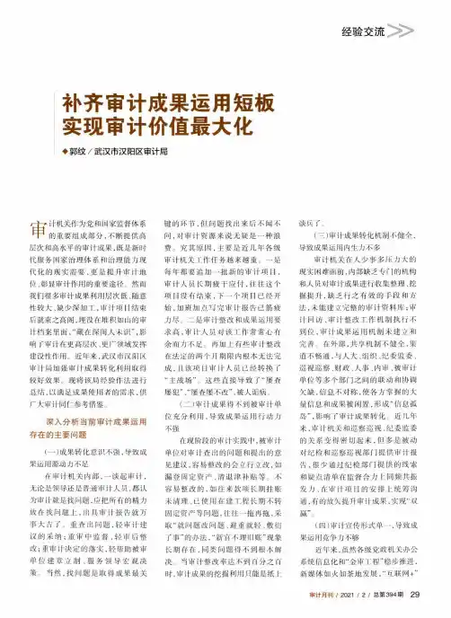 补齐审计成果运用短板实现审计价值最大化