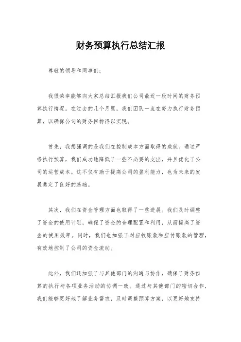 财务预算执行总结汇报