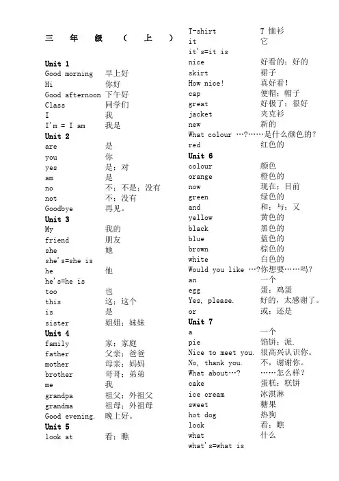 苏教版小学英语单词汇总译林版