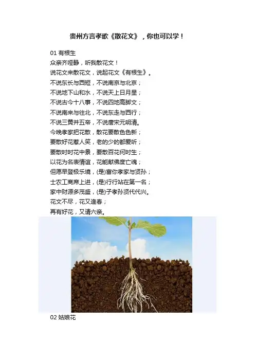 贵州方言孝歌《散花文》，你也可以学！