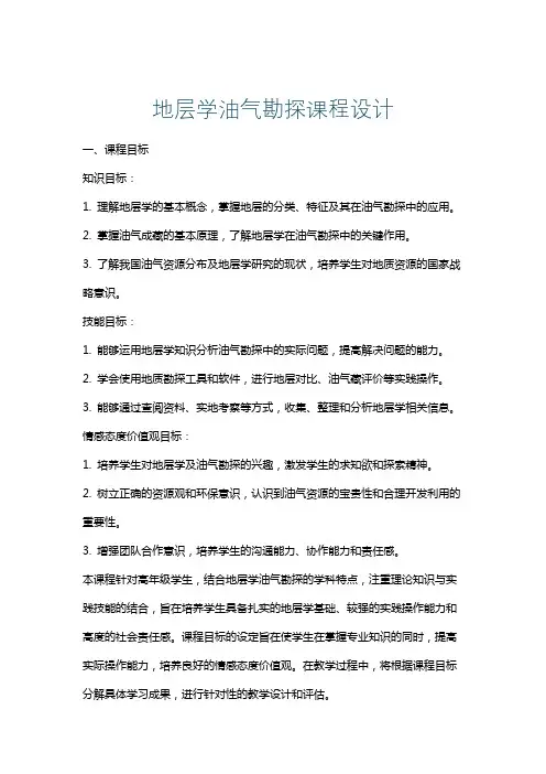 地层学油气勘探课程设计
