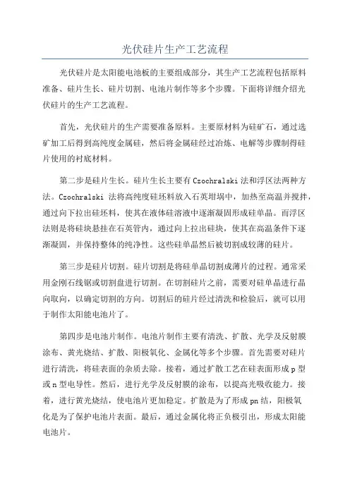 光伏硅片生产工艺流程