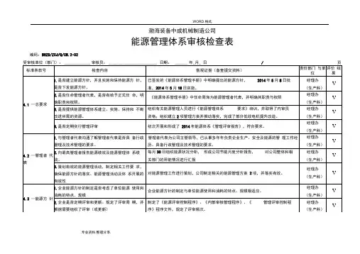 能源管理体系23331_2012审核检查表清单